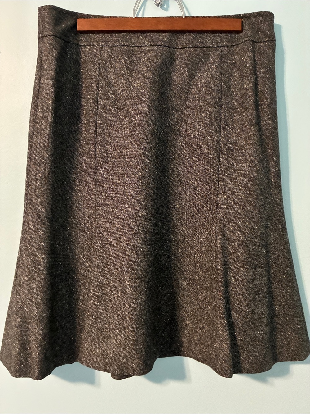 Ann Taylor Dark Charcoal A-Line Wool Skirt